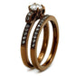 TK2955 - IP Coffee light Stainless Steel Ring with AAA Grade CZ  in Clear-3