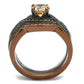 TK2957 - IP Light Black & IP Light coffee Stainless Steel Ring with AAA Grade CZ  in Champagne-2