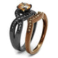 TK2957 - IP Light Black & IP Light coffee Stainless Steel Ring with AAA Grade CZ  in Champagne-3