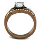 TK2958 - IP Light Black & IP Light coffee Stainless Steel Ring with AAA Grade CZ  in Clear-2