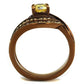 TK2959 - IP Coffee light Stainless Steel Ring with AAA Grade CZ  in Topaz-2