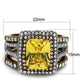 TK2962 - Two Tone IP Light Brown (IP Light coffee) Stainless Steel Ring with AAA Grade CZ  in Topaz-1