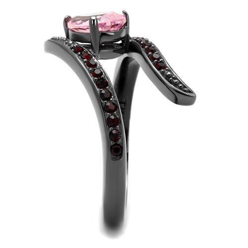 TK2972 - IP Light Black  (IP Gun) Stainless Steel Ring with AAA Grade CZ  in Rose-3