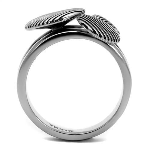 TK2973 - High polished (no plating) Stainless Steel Ring with Epoxy  in Jet-2