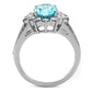 TK2977 - High polished (no plating) Stainless Steel Ring with AAA Grade CZ  in Sea Blue-2