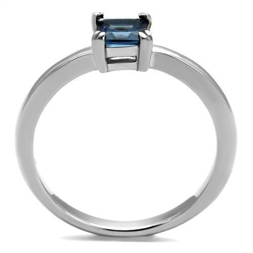 TK2979 - High polished (no plating) Stainless Steel Ring with Synthetic Synthetic Glass in Montana-2