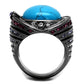 TK2983 - IP Light Black  (IP Gun) Stainless Steel Ring with Synthetic Turquoise in Sea Blue-2