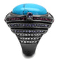 TK2983 - IP Light Black  (IP Gun) Stainless Steel Ring with Synthetic Turquoise in Sea Blue-3