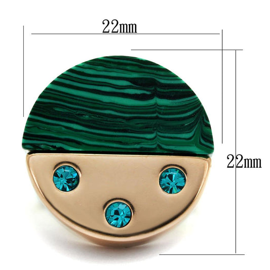 TK2986 - IP Rose Gold(Ion Plating) Stainless Steel Ring with Synthetic MALACHITE in Emerald-1