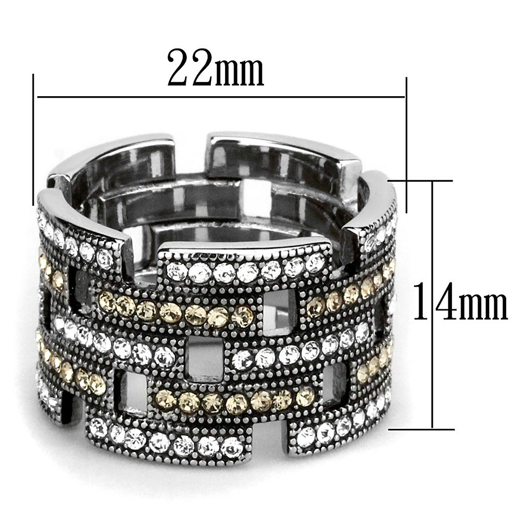 TK2987 - High polished (no plating) Stainless Steel Ring with Top Grade Crystal  in Multi Color-1