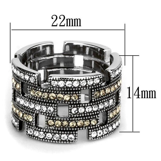 TK2987 - High polished (no plating) Stainless Steel Ring with Top Grade Crystal  in Multi Color-1