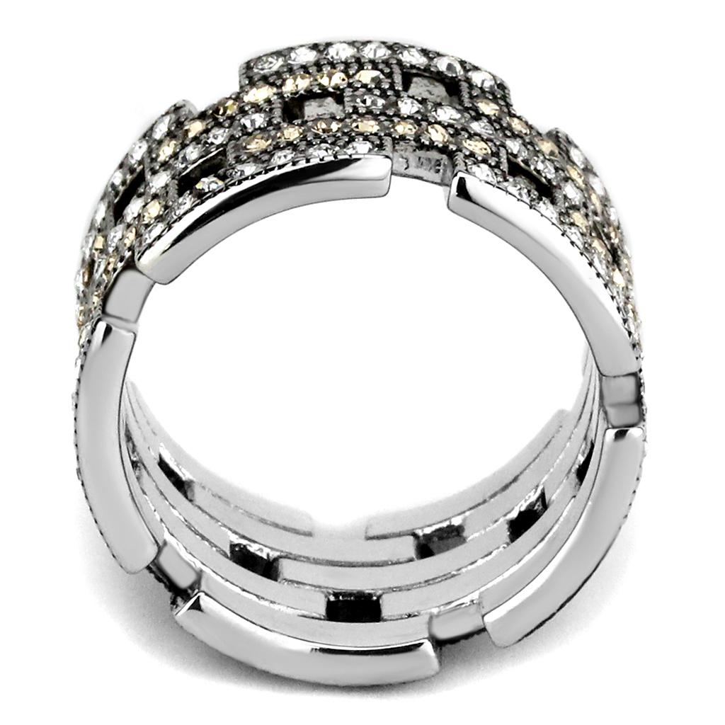TK2987 - High polished (no plating) Stainless Steel Ring with Top Grade Crystal  in Multi Color-2