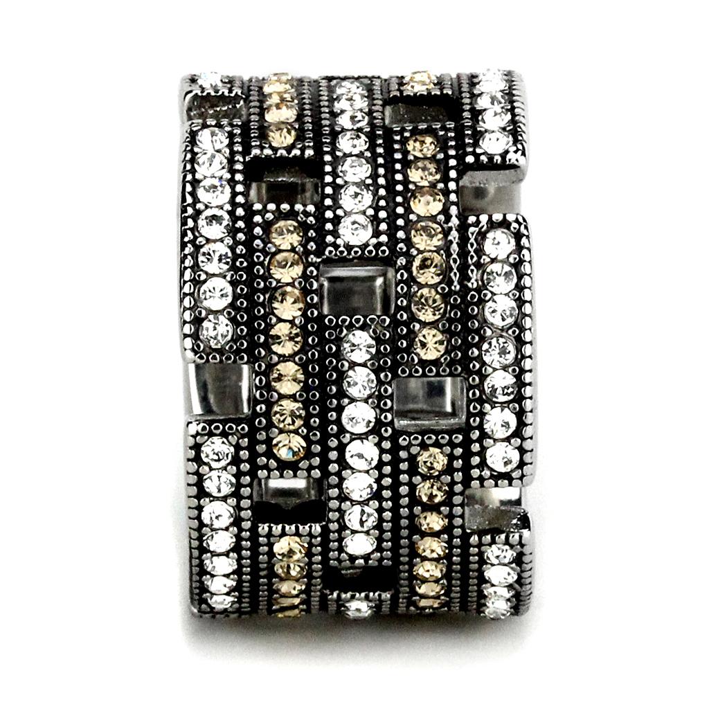 TK2987 - High polished (no plating) Stainless Steel Ring with Top Grade Crystal  in Multi Color-3