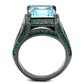 TK2988 - IP Light Black  (IP Gun) Stainless Steel Ring with Top Grade Crystal  in Sea Blue-2