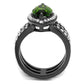 TK2989 - IP Light Black  (IP Gun) Stainless Steel Ring with Synthetic Synthetic Glass in Peridot-2