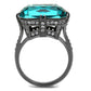TK2998 - IP Light Black  (IP Gun) Stainless Steel Ring with Top Grade Crystal  in Blue Zircon-2