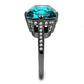 TK2998 - IP Light Black  (IP Gun) Stainless Steel Ring with Top Grade Crystal  in Blue Zircon-3