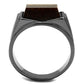 TK3001 - IP Light Black  (IP Gun) Stainless Steel Ring with Synthetic Tiger Eye in Topaz-2
