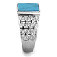 TK3004 - High polished (no plating) Stainless Steel Ring with Synthetic Turquoise in Sea Blue-3