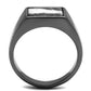 TK3005 - IP Light Black  (IP Gun) Stainless Steel Ring with Semi-Precious Zebra Jasper in Gray-2