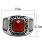 TK3007 - High polished (no plating) Stainless Steel Ring with Semi-Precious Agate in Siam-1