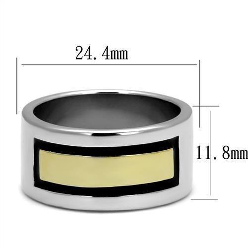 TK3008 - Two-Tone IP Gold (Ion Plating) Stainless Steel Ring with Epoxy  in Jet-1