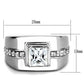 TK3011 - High polished (no plating) Stainless Steel Ring with AAA Grade CZ  in Clear-1