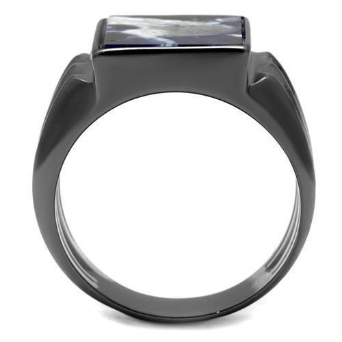 TK3012 - IP Light Black  (IP Gun) Stainless Steel Ring with Semi-Precious Sodalite in Capri Blue-2