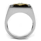TK3018 - Two-Tone IP Gold (Ion Plating) Stainless Steel Ring with Semi-Precious Agate in Jet-2