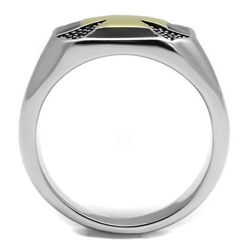 TK3019 - Two-Tone IP Gold (Ion Plating) Stainless Steel Ring with Epoxy  in Jet-2