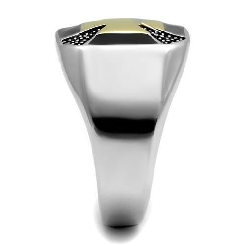 TK3019 - Two-Tone IP Gold (Ion Plating) Stainless Steel Ring with Epoxy  in Jet-3