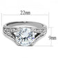 TK3020 - High polished (no plating) Stainless Steel Ring with AAA Grade CZ  in Clear-1