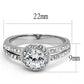 TK3021 - High polished (no plating) Stainless Steel Ring with AAA Grade CZ  in Clear-1