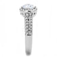 TK3021 - High polished (no plating) Stainless Steel Ring with AAA Grade CZ  in Clear-3