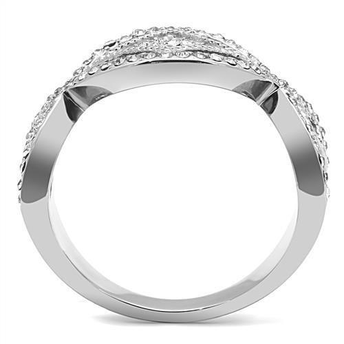 TK3027 - High polished (no plating) Stainless Steel Ring with Top Grade Crystal  in Clear-2