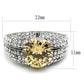 TK3031 - High polished (no plating) Stainless Steel Ring with AAA Grade CZ  in Champagne-1