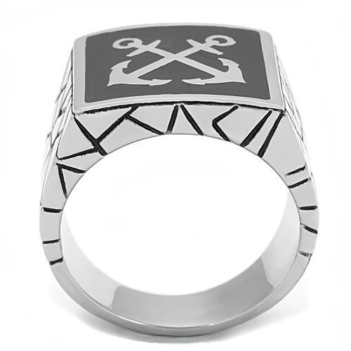 TK3041 - High polished (no plating) Stainless Steel Ring with Epoxy  in Jet-2