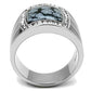 TK3042 - High polished (no plating) Stainless Steel Ring with Semi-Precious Snowflake Obsidian in Jet-2