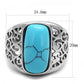 TK3043 - High polished (no plating) Stainless Steel Ring with Synthetic Turquoise in Sea Blue-1
