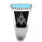 TK3044 - High polished (no plating) Stainless Steel Ring with Synthetic Turquoise in Sea Blue-3