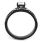 TK3048 - IP Black(Ion Plating) Stainless Steel Ring with AAA Grade CZ  in Clear-2
