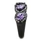 TK3051 - IP Black(Ion Plating) Stainless Steel Ring with AAA Grade CZ  in Amethyst-3