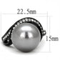 TK3052 - IP Black(Ion Plating) Stainless Steel Ring with Synthetic Pearl in Gray-1