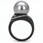 TK3052 - IP Black(Ion Plating) Stainless Steel Ring with Synthetic Pearl in Gray-2