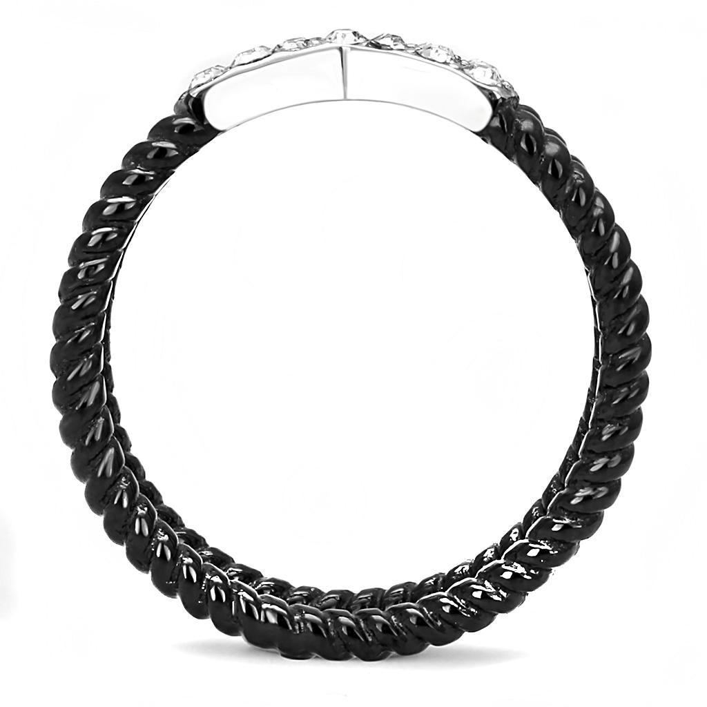 TK3053 - Two-Tone IP Black (Ion Plating) Stainless Steel Ring with Top Grade Crystal  in Clear-2