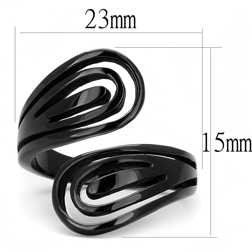 TK3059 - IP Black(Ion Plating) Stainless Steel Ring with No Stone-1