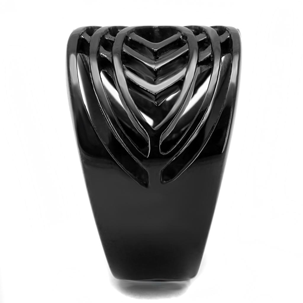 TK3060 - IP Black(Ion Plating) Stainless Steel Ring with No Stone-3