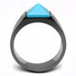 TK3074 - IP Light Black  (IP Gun) Stainless Steel Ring with Synthetic Turquoise in Sea Blue-2