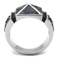 TK3075 - High polished (no plating) Stainless Steel Ring with Leather  in Jet-2