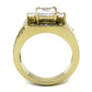 TK3078 - IP Gold(Ion Plating) Stainless Steel Ring with AAA Grade CZ  in Clear-2